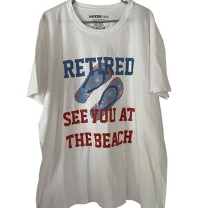 Sz3XL White "Retired See You At The Beach" Graphic Tee